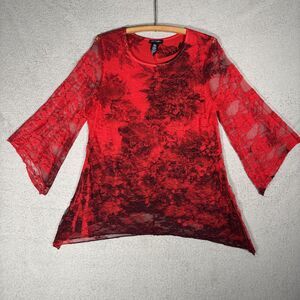 Brittany Black Top Size L Red Layered Lace Romantic Vamp Whimsigoth Dark Fairy